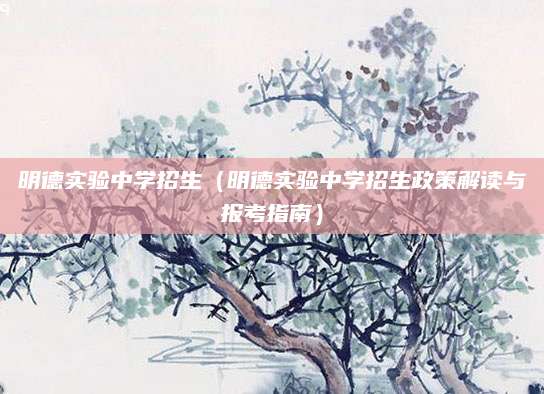 明德实验中学招生（明德实验中学招生政策解读与报考指南）