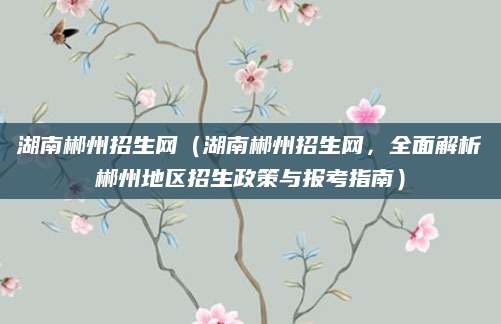 湖南郴州招生网（湖南郴州招生网，全面解析郴州地区招生政策与报考指南）