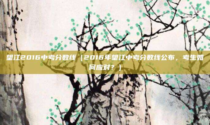 望江2016中考分数线（2016年望江中考分数线公布，考生如何应对？）