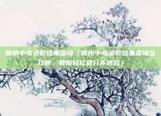 常州中考录取结果查询（常州中考录取结果查询全攻略，教你轻松查分不迷路）