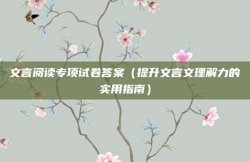 文言阅读专项试卷答案（提升文言文理解力的实用指南）