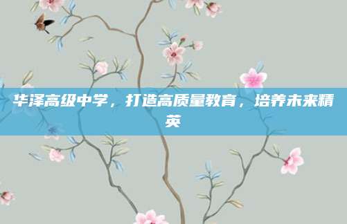 华泽高级中学，打造高质量教育，培养未来精英