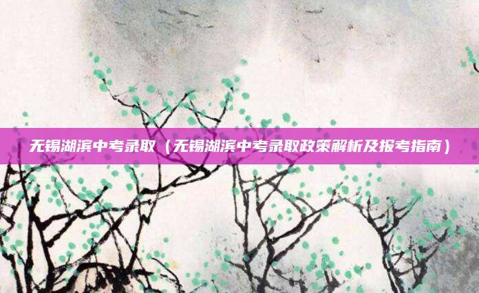 无锡湖滨中考录取（无锡湖滨中考录取政策解析及报考指南）