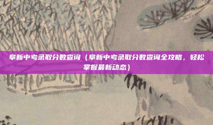 阜新中考录取分数查询（阜新中考录取分数查询全攻略，轻松掌握最新动态）