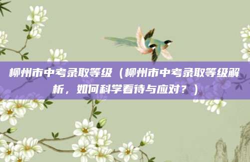 柳州市中考录取等级（柳州市中考录取等级解析，如何科学看待与应对？）