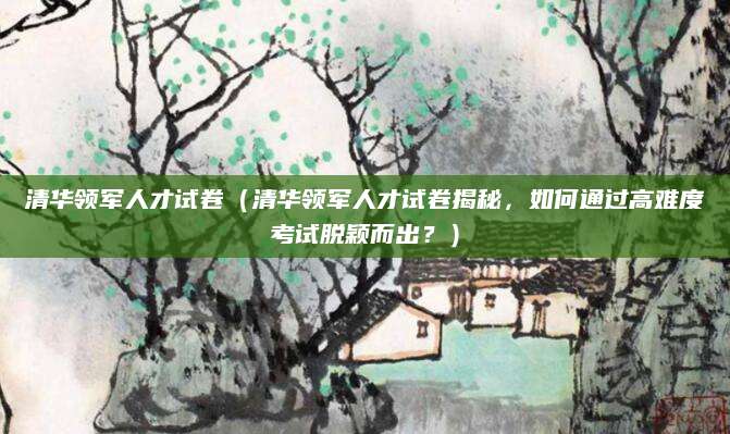 清华领军人才试卷（清华领军人才试卷揭秘，如何通过高难度考试脱颖而出？）