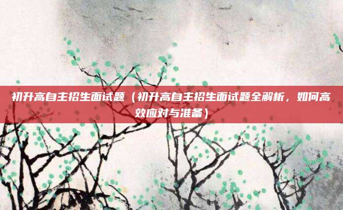 初升高自主招生面试题（初升高自主招生面试题全解析，如何高效应对与准备）
