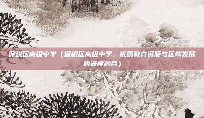 保税区高级中学（保税区高级中学，优质教育资源与区域发展的深度融合）