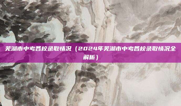 芜湖市中考各校录取情况（2024年芜湖市中考各校录取情况全解析）