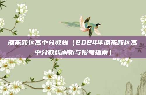 浦东新区高中分数线（2024年浦东新区高中分数线解析与报考指南）