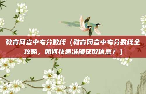 教育网查中考分数线（教育网查中考分数线全攻略，如何快速准确获取信息？）