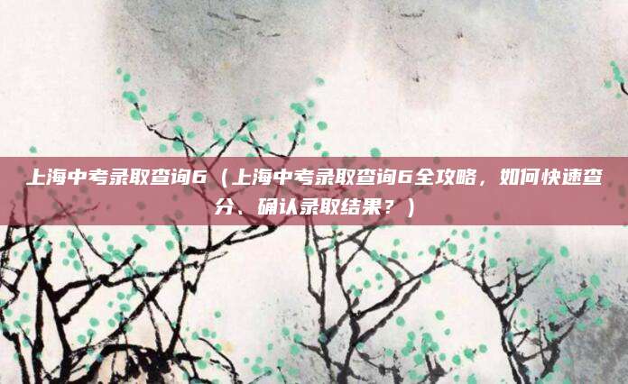 上海中考录取查询6（上海中考录取查询6全攻略，如何快速查分、确认录取结果？）