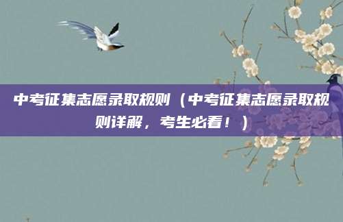 中考征集志愿录取规则（中考征集志愿录取规则详解，考生必看！）