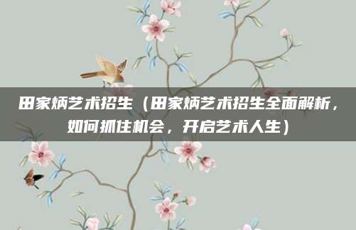 田家炳艺术招生（田家炳艺术招生全面解析，如何抓住机会，开启艺术人生）