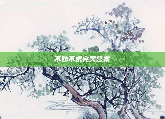 不妨不求完美答案