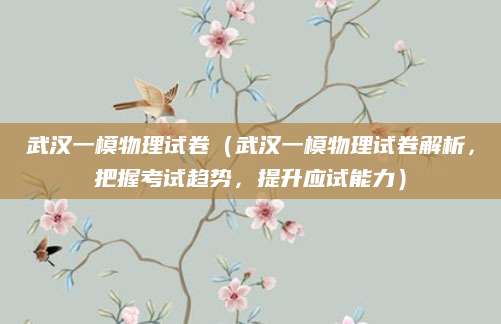 武汉一模物理试卷（武汉一模物理试卷解析，把握考试趋势，提升应试能力）