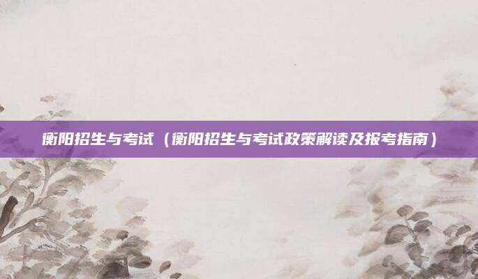 衡阳招生与考试（衡阳招生与考试政策解读及报考指南）