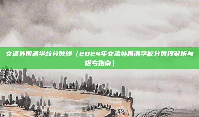 文清外国语学校分数线（2024年文清外国语学校分数线解析与报考指南）