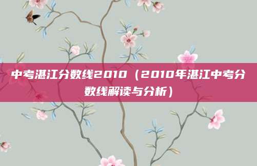 中考湛江分数线2010（2010年湛江中考分数线解读与分析）