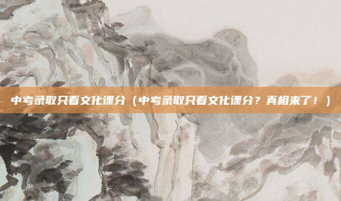 中考录取只看文化课分（中考录取只看文化课分？真相来了！）