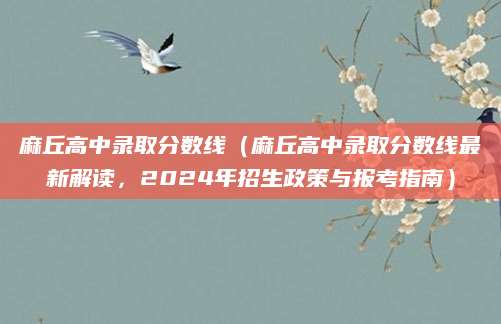 麻丘高中录取分数线（麻丘高中录取分数线最新解读，2024年招生政策与报考指南）