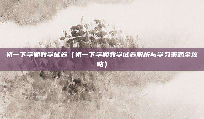 初一下学期数学试卷（初一下学期数学试卷解析与学习策略全攻略）