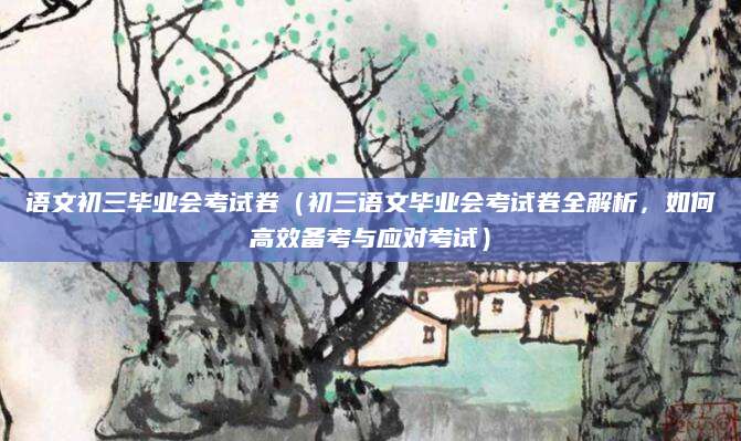 语文初三毕业会考试卷（初三语文毕业会考试卷全解析，如何高效备考与应对考试）