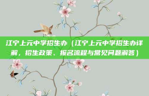 江宁上元中学招生办（江宁上元中学招生办详解，招生政策、报名流程与常见问题解答）