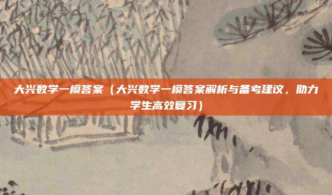 大兴数学一模答案（大兴数学一模答案解析与备考建议，助力学生高效复习）