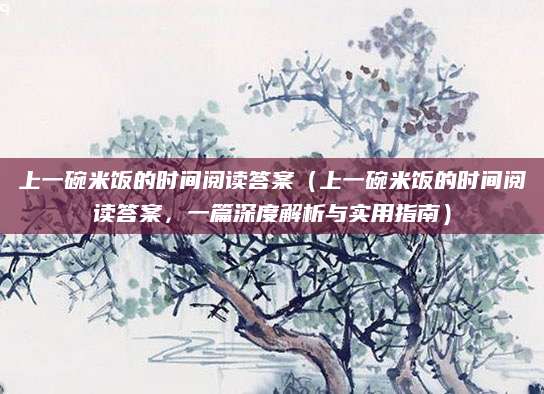 上一碗米饭的时间阅读答案（上一碗米饭的时间阅读答案，一篇深度解析与实用指南）