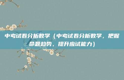 中考试卷分析数学（中考试卷分析数学，把握命题趋势，提升应试能力）