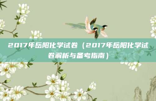 2017年岳阳化学试卷（2017年岳阳化学试卷解析与备考指南）