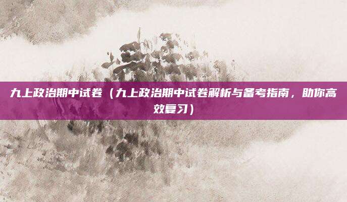九上政治期中试卷（九上政治期中试卷解析与备考指南，助你高效复习）