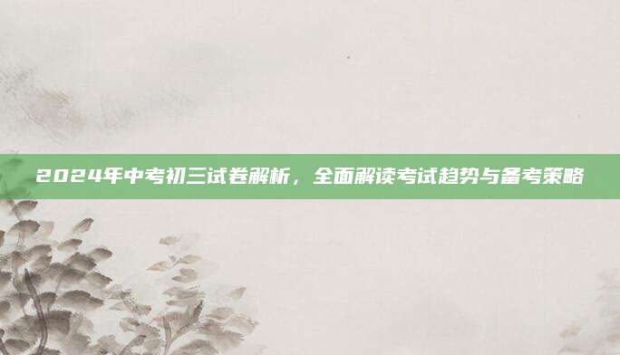 2024年中考初三试卷解析，全面解读考试趋势与备考策略