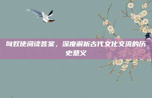 匈奴使阅读答案，深度解析古代文化交流的历史意义