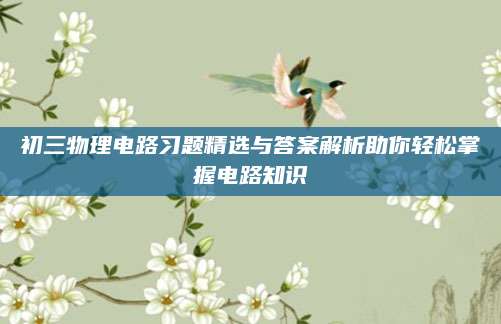 初三物理电路习题精选与答案解析助你轻松掌握电路知识
