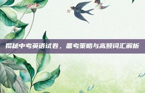 揭秘中考英语试卷，备考策略与高频词汇解析
