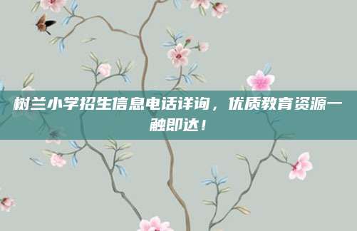 树兰小学招生信息电话详询，优质教育资源一触即达！