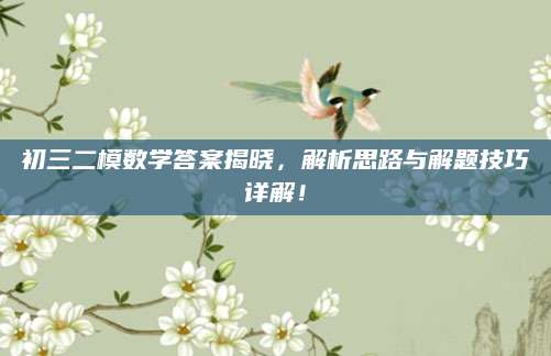 初三二模数学答案揭晓，解析思路与解题技巧详解！