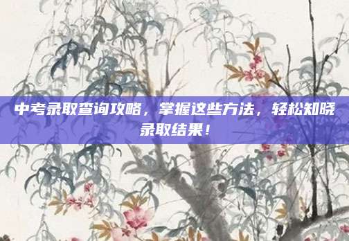 中考录取查询攻略，掌握这些方法，轻松知晓录取结果！