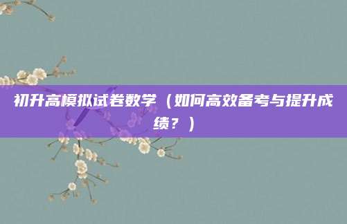 初升高模拟试卷数学（如何高效备考与提升成绩？）