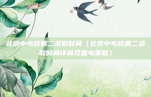 北京中考统筹二录取时间（北京中考统筹二录取时间详解及备考策略）