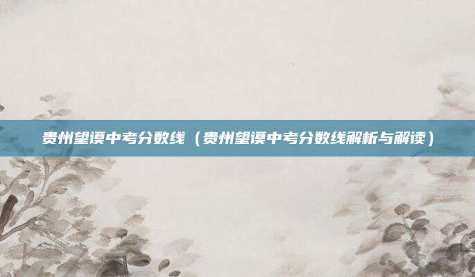 贵州望谟中考分数线（贵州望谟中考分数线解析与解读）