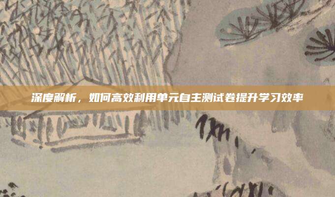 深度解析，如何高效利用单元自主测试卷提升学习效率