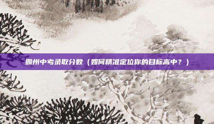 霸州中考录取分数（如何精准定位你的目标高中？）