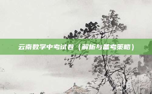 云南数学中考试卷（解析与备考策略）