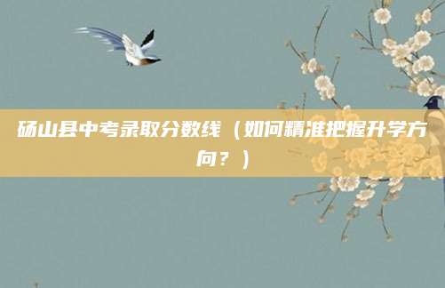 砀山县中考录取分数线（如何精准把握升学方向？）