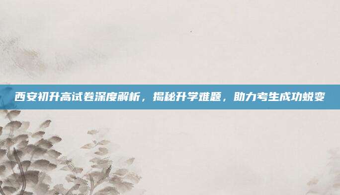 西安初升高试卷深度解析，揭秘升学难题，助力考生成功蜕变