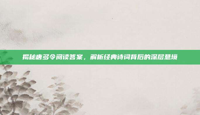 揭秘唐多令阅读答案，解析经典诗词背后的深层意境